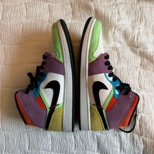 Jordan Kids Sneakers in Purple, Green, and Orange